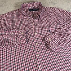 Y2K Vintage Ralph Lauren Button Up Shirt | Red Navy Gingham Check | XL